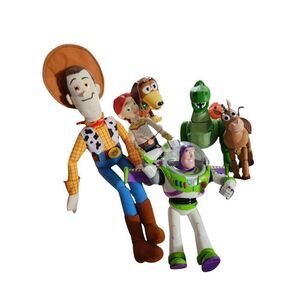 Disney and Pixar's Toy Story franchise, featuring several main characters:  Wood